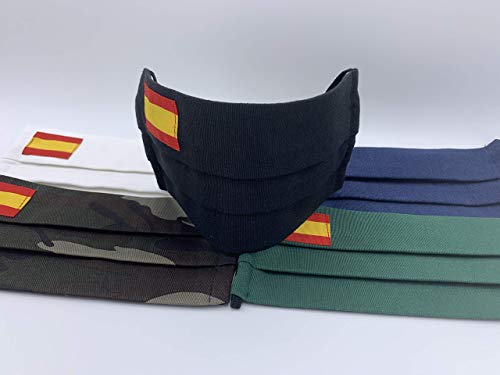 Pack 2 unidades de algodon Verde Azul Militar Negra Roja Rosa Blanca con bandera de España