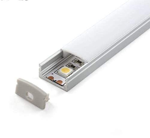 Pack 5x Perfil de Aluminio para Tira LED con Tapa Translucida. Tapones de los Extremos y clips de montaje Incluidos.…