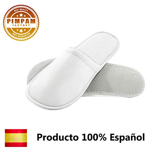 Pack de 5 Zapatillas de Rizo de Algodón Lavables. Fabricado en España. Pantuflas para Hotel, SPA, Casa, Viaje de Hombre y Mujer. Ideal para los Invitados.