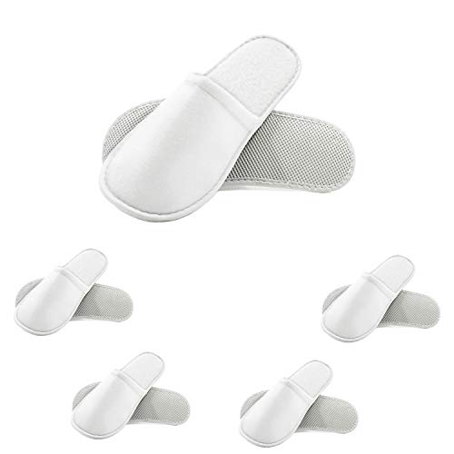 Pack de 5 Zapatillas de Rizo de Algodón Lavables. Fabricado en España. Pantuflas para Hotel, SPA, Casa, Viaje de Hombre y Mujer. Ideal para los Invitados.