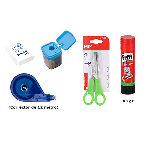 Pack Material Escolar Secundaria Instituto ESO Educacion secundaria Kit Utiles Escolares Barato Set Compas Escolar Adaptador Lote Materiales Kawaii Escuadra y Cartabon Rotuladores Calibrados