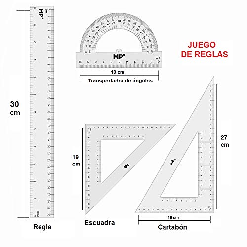 Pack Material Escolar Secundaria Instituto ESO Educacion secundaria Kit Utiles Escolares Barato Set Compas Escolar Adaptador Lote Materiales Kawaii Escuadra y Cartabon Rotuladores Calibrados