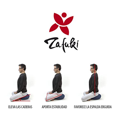 Pack Zafu + Zabutón Blanco Natural/Cojín para Yoga, Media Luna/zafu/Cojín de meditación/Estera meditación, colchoneta meditación y Yoga, Base para cojín de meditación.