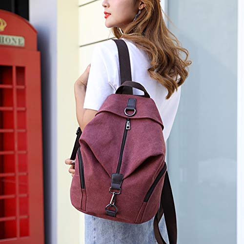 Padgene Mochila de Lona para Mujer, Bolsa De Viaje De Gran Capacidad Informal De La Vendimia Bolso Mochila Mujer Casual Para Vacaciones Viajes Senderismo Camping (Morado)