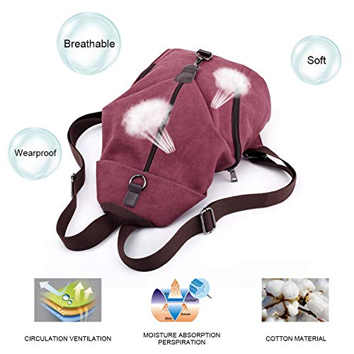 Padgene Mochila de Lona para Mujer, Bolsa De Viaje De Gran Capacidad Informal De La Vendimia Bolso Mochila Mujer Casual Para Vacaciones Viajes Senderismo Camping (Morado)