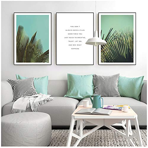 Palm Leaves Wall Art Pictures Posters And Prints Landscape Canvas Nordic bedroom Home Painting Decoration50x70 cm/19.7" x 27.6"x3Con marco