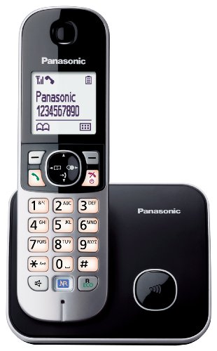 Panasonic KX-TG6811SPB - Teléfono Fijo Inalámbrico (Pantalla LCD de 1.8", Manos Libres, Identificador de Llamadas, Agenda 120 Números, Bloqueo de Llamadas, Modo ECO, Manos Libres) Negro/Plata