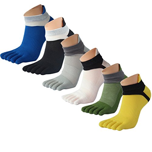 Panegy - Pack de Calcetines de 5 Dedos para Hombres para Deportes Sport Cilclismo Running para Vearno Antideslizante y Transpirable - Dedos de Pies Separados - Algodón