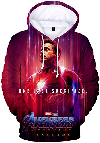 PANOZON Sudadera Hombre Impresión 3D de Vengadores Endgame para Fanes de Película Avengers Superhéroes (M, Iron Man Tony)