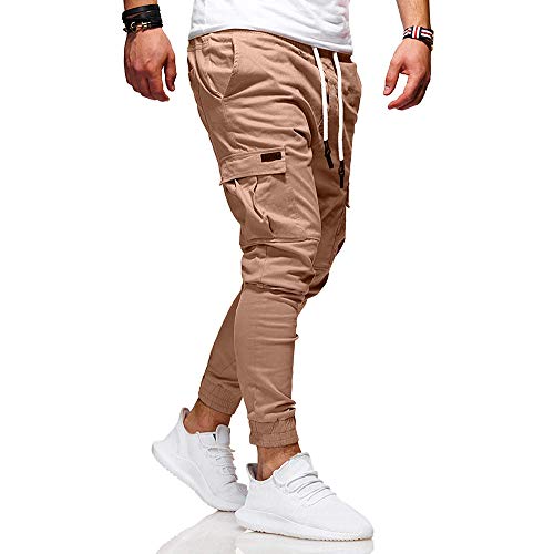 Pantalón Chandal Hombre Pantalones Deportivos Casual Multi-Bolsillo con Cordones Ajustado Fitness Gym Invierno Tallas Grandes Jogging de Hip-Hop Gusspower