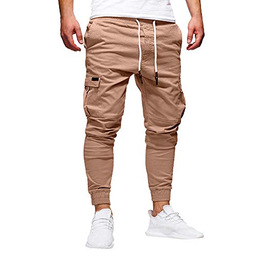 Pantalón Chandal Hombre Pantalones Deportivos Casual Multi-Bolsillo con Cordones Ajustado Fitness Gym Invierno Tallas Grandes Jogging de Hip-Hop Gusspower