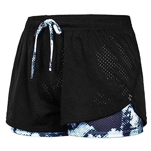 Pantalón Corto de Running Deportivo 2 en 1 para Mujer Pantalón Corto de Malla Transpirable de Secado rápido para Correr Pantalones Cortos de 3 Pulgadas