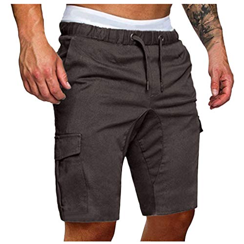 Pantalón De Deporte para Hombre Boxers Compresión Gimnasia Pantalones Corto Cargo Deport Verano Fitness Running Bodybuilding Shorts Algodón ZOELOVE Vendaje sólido multibolsillo Deportivo/DG,XXL