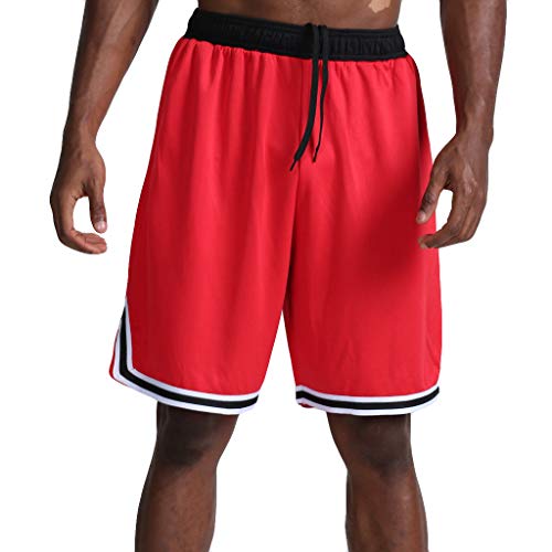 Pantalón De Deporte para Hombre Boxers Compresión Gimnasia Pantalones Corto Cargo Deport Verano Fitness Running Bodybuilding Shorts ZOELOVE Secado rápido de Cinco Puntos/Red,L