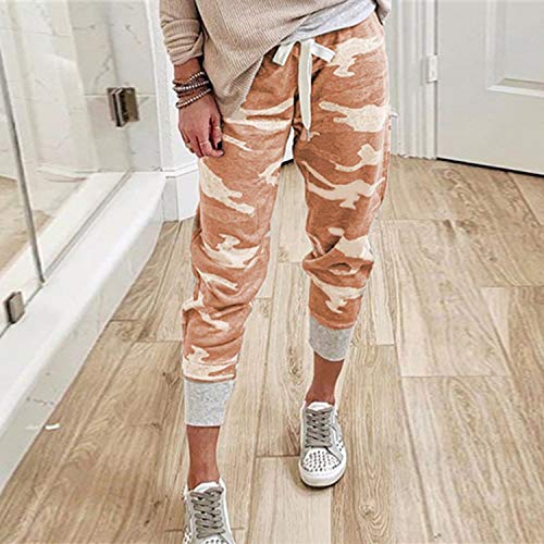 Pantalones Casuales para Mujer Estampado de Camuflaje de Verano Cómodos Cordones Viga Pies Yoga Pantalones Deportivos para Correr