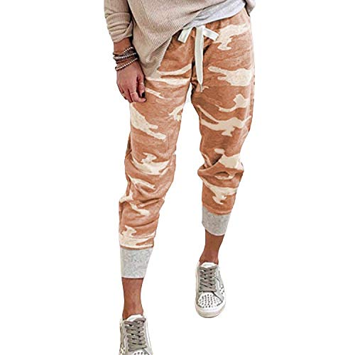 Pantalones Casuales para Mujer Estampado de Camuflaje de Verano Cómodos Cordones Viga Pies Yoga Pantalones Deportivos para Correr