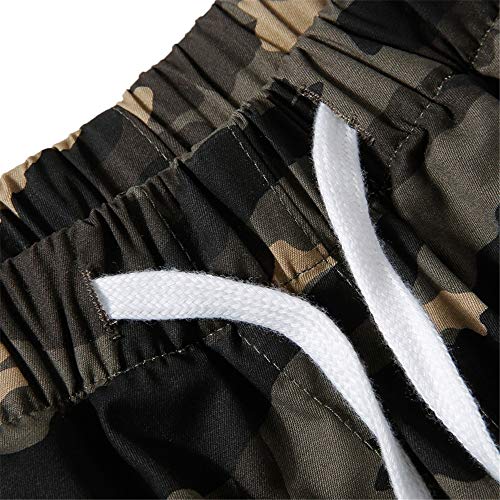 Pantalones Cortos De Camuflaje para Hombre Pantalones Rectos De Verano Pantalones Cortos De Cinco Puntos Adecuados para Entrenamiento Al Aire Libre, Correr Y Fitness