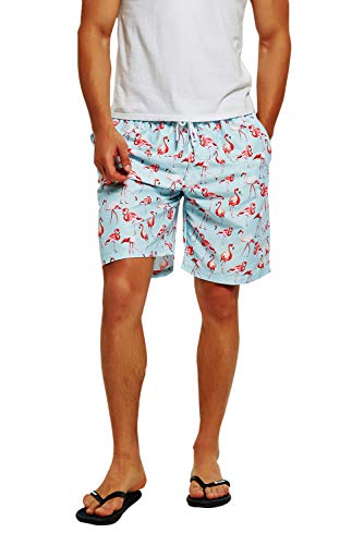 Pantalones Cortos de Playa para Hombre de Secado rápido Cintura elástica Piscina Surf Baggy Drawstring Beach Volleyball Swim Funny Pink Flamingo Summer Shorts Trajes de baño