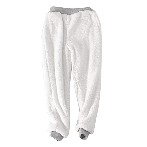 Pantalones de chándal con forro polar para mujer, sólidos, suaves, cálidos, atléticos, con cordón y bolsillos Gris Gris Claro 34