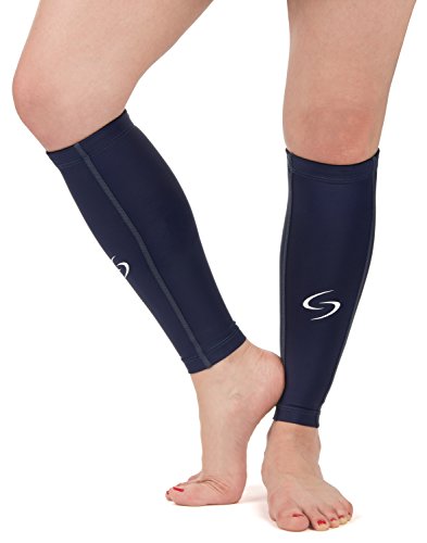 Pantalones de compresión para Pantorrilla (1 par) / Protectores de Pantorrilla para Correr, Ciclismo, Baloncesto y Crossfit – Medias de compresión para Mujeres y Hombres – Azul – pequeño