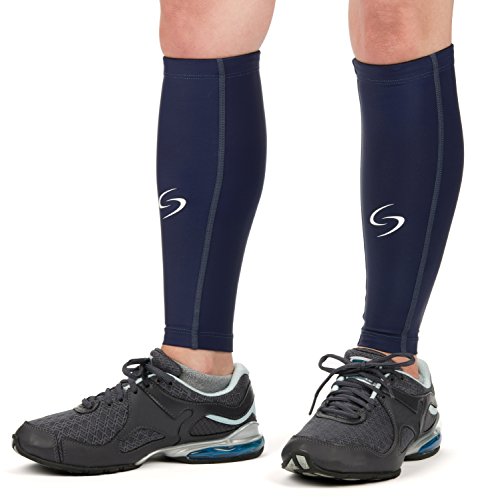 Pantalones de compresión para Pantorrilla (1 par) / Protectores de Pantorrilla para Correr, Ciclismo, Baloncesto y Crossfit – Medias de compresión para Mujeres y Hombres – Azul – pequeño