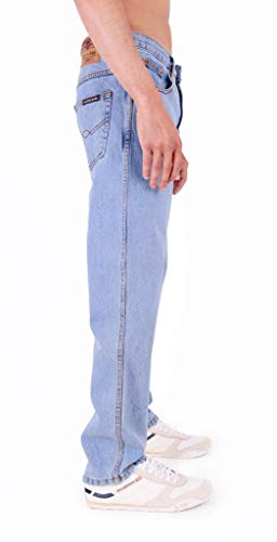 Pantalones vaqueros resistentes, de corte recto, ajuste regular, para hombre, de AZTEC Azul Lightwash 40W x 36L XL