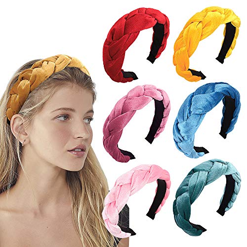 Paquete de 3 diademas de terciopelo grueso acolchadas para el pelo trenzado para mujeres y niñas, lavado de cara, maquillaje, gimnasio, yoga, correr