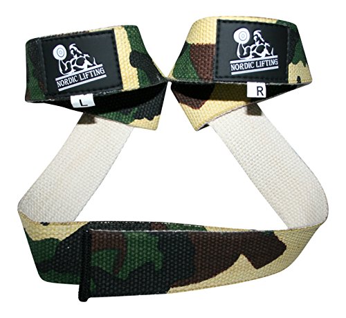 Paquete de muñequeras y correas (2 pares) para levantamiento de pesas, crossfit, entrenamientos, gimnasio, levantamiento de potencia, culturismo, etc., mejor que la tiza y el cuero, para hombres y mujeres, de gran calidad, Camo Green, talla única