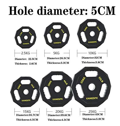 Par De Pesas De Disco De Goma, 50 Mm De Diámetro, Parachoques Olímpico Placas Tabuladas Pesas Con Mancuernas Segmento De Disco Barra Pieza Peso Segmento De Disco,5KG*2