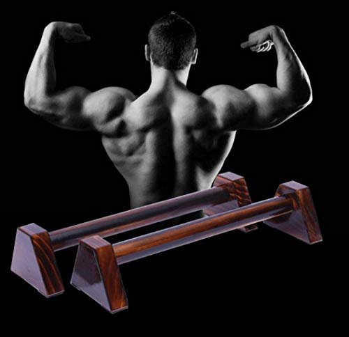 Parallettes de madera, barras de madera en forma de H, estilo ruso, soporte elástico para calistenia, barras personalizadas de madera flexiones, Hombre, 50 cm., 50cm