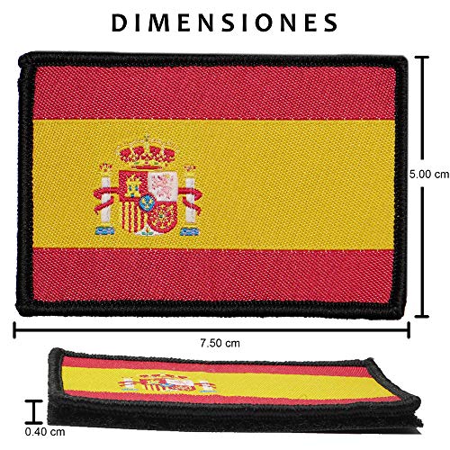 Parche Bordado Bandera España con Velcro con Colores Oficiales - Escudo bordado - Parches Moteros Bordados - Parches Militares - 75 x 50 mm