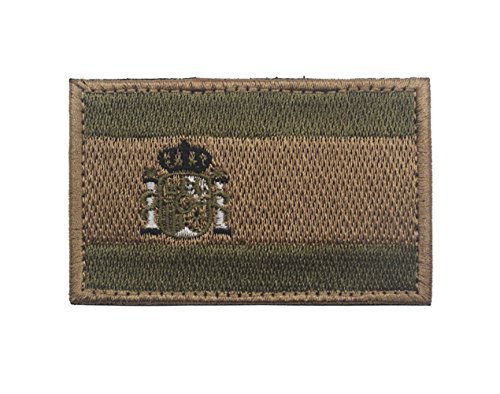 Parche bordado con bandera de España para coser sobre 8 x 5 cm, parches para operador con gancho y cierres en la parte trasera Army Green