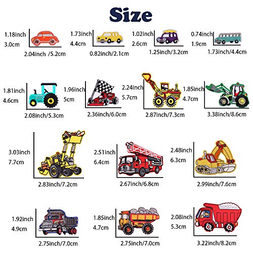Parches para niños con dibujos de camión de bombero, coche, bus, 14 piezas para planchar o coser, ideales para chaquetas, vaqueros, mochilas, etc
