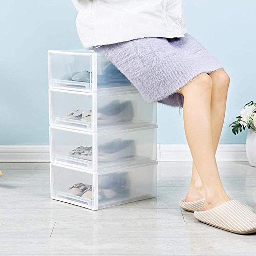 Pared pintura La Caja de Zapatos apilable de Almacenamiento en Rack Organizador plástico Transparente Estanterías a Prueba de Polvo del cajón Que entrelaza Ligera Zapatero Taburete Cambiar Zapatos