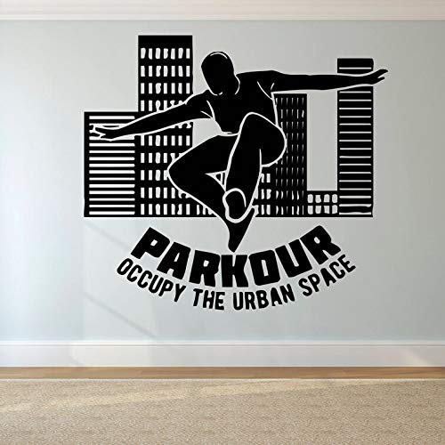 Parkour Logo Wall Sticker Decal Running Wall Decal Tracers Jump Sports Wall Poster Teen Boys Gift Extreme Sport Mural de Pared A 88x80cm
