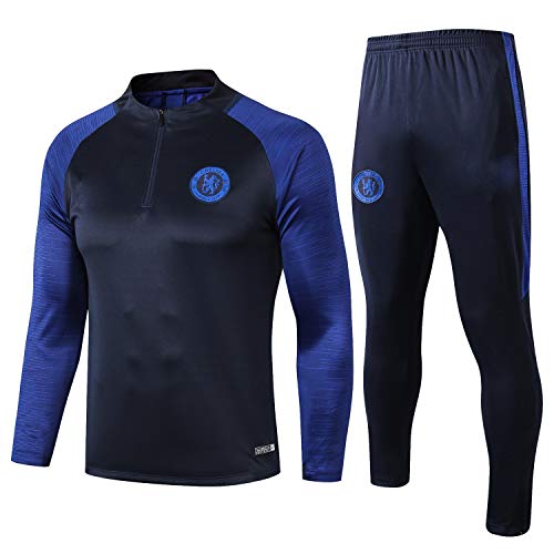 PARTAS Mens 2 Piezas Establece Conjunto de fútbol Chelsea chándales del Equipo del Club Que Entrena al Uniforme de Manga Larga Traje Traje Chelsea Competencia (Size : M)