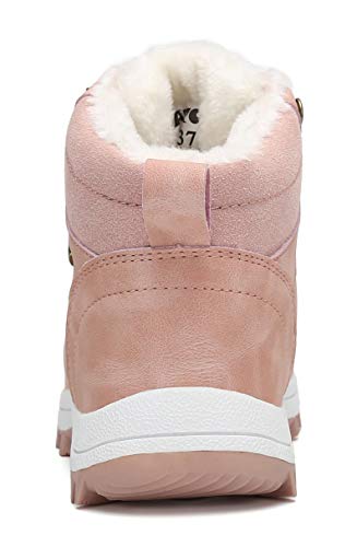 Pastaza Hombre Mujer Botas de Nieve Senderismo Impermeables Deportes Trekking Zapatos Invierno Forro Piel Sneakers Rosa,38EU