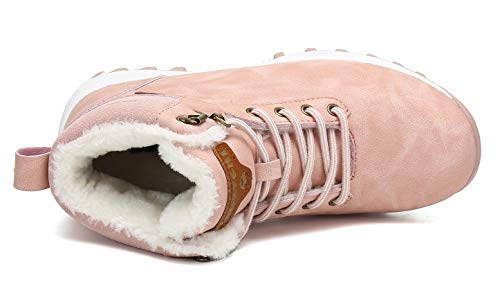 Pastaza Hombre Mujer Botas de Nieve Senderismo Impermeables Deportes Trekking Zapatos Invierno Forro Piel Sneakers Rosa,38EU