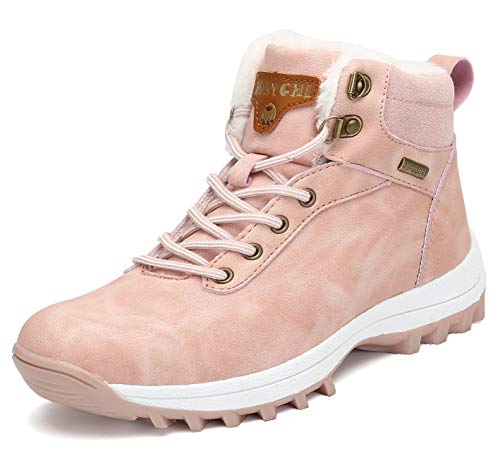 Pastaza Hombre Mujer Botas de Nieve Senderismo Impermeables Deportes Trekking Zapatos Invierno Forro Piel Sneakers Rosa,38EU