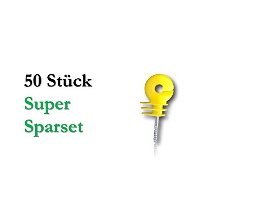 Pastos isolatoren, Anillo Isolator para vallas de sauce en amarillo – con extra estable madera rosca para cuerda, alambre y litz