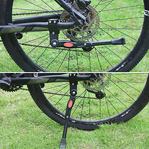 Pata de Cabra para Bicicleta, Aluminio Aleación Ajustable Bicicleta Kickstands con pie de Goma Antideslizante y Llave Hexagonal para 22 - 27 pulgadas MTB Montaña, Carretera Bicicletas, Negro
