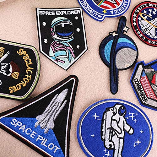 Patch Sticker Meetlight 8Pcs Parches Aeroespacial Termoadhesivos DIY Coser o Planchar en Los Parches Nasa Patch Apliques para Ropa Camiseta Sombrero Pantalon Bolsas