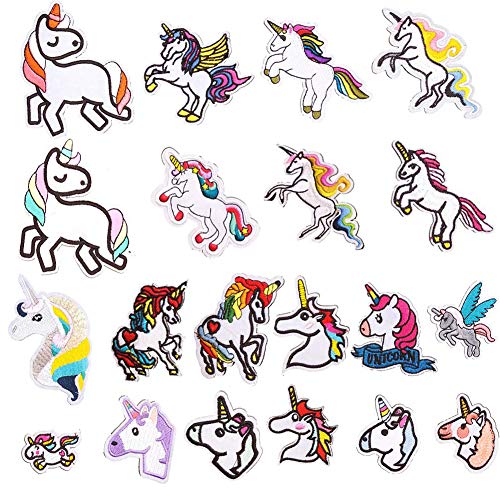 Patch Sticker, Sunshine-Smile 20 Pcs Unicornio Apliques, Parches Ropa Termoadhesivos, Cute DIY Ropa Parches para la camiseta Jeans Ropa Bolsas, Parche de Ropa (Unicorn)