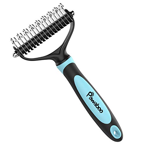 Pawaboo Cepillo/Peine para Mascotas - Perros & Gato Pet Pelo Largo Dematting/Grooming Comb con Doble Cara 9 + 17 Rastrillo para Dogs & Cats De Todos Los Tamaños, Negro & Azul