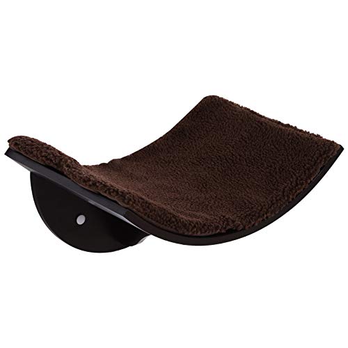 Pawhut Cama de Gato Montada en la Pared de Forma U con Almohadilla Extraíble Área de Juego para Gatos Dseño Curvo Cómodo Carga 4,5 kg 41x28x21cm Marrón