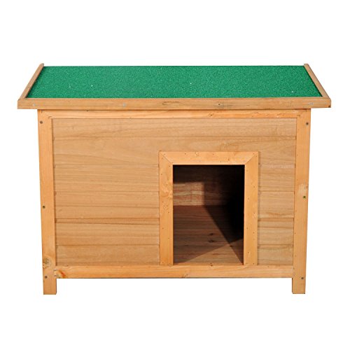 PawHut Caseta para Perro 85 x 58 x 58cm Madera Impermeable con Tejado Verde Abatible y 4 Pies Antideslizantes