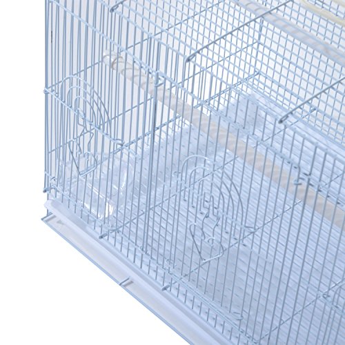 PawHut Jaula Pajaros 60x41x41cm Pajarera Pajaro Loros Canarios Cotorras Hierro Blanco