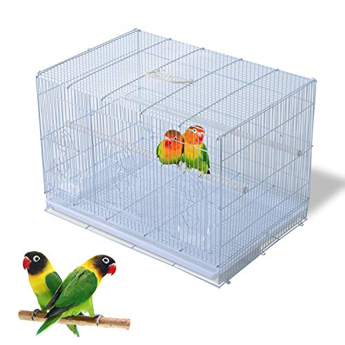 PawHut Jaula Pajaros 60x41x41cm Pajarera Pajaro Loros Canarios Cotorras Hierro Blanco