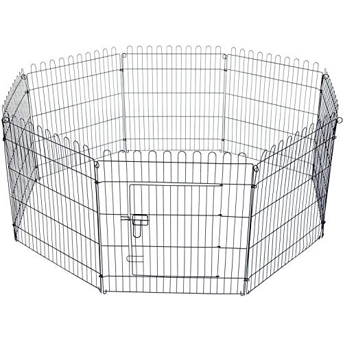 PawHut Parque Perros Jaula Plegable Mascotas Cerca Entrenamiento Cachorros 8 Vallas (71x61cm)