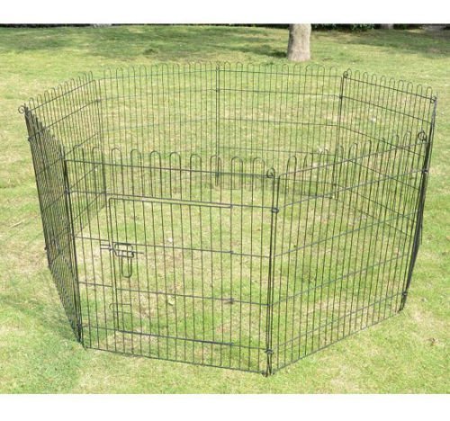 PawHut Parque Perros Jaula Plegable Mascotas Cerca Entrenamiento Cachorros 8 Vallas (71x76cm)